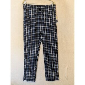 Nautica Men's Size M Cozy Fleece Pajama Pants Navy Blue Plaid Sleepwear NWT